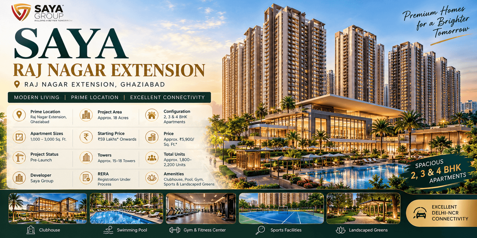 Saya Raj Nagar Extension | Thoughtfully Crafted 2 & 3 BHK Homes for Contemporary Living