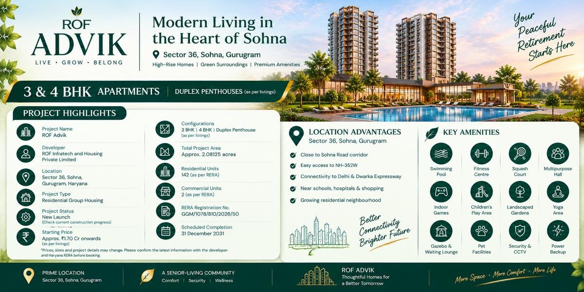 ROF Advik Sohna Sector 36 Gurgaon – Price & Amenities
